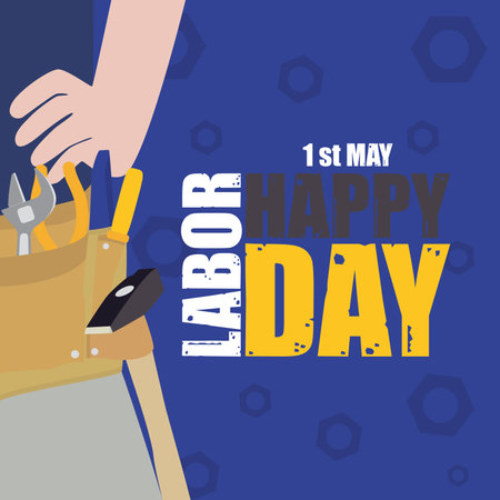 Colored Happy labor day poster Vectorのイラスト素材