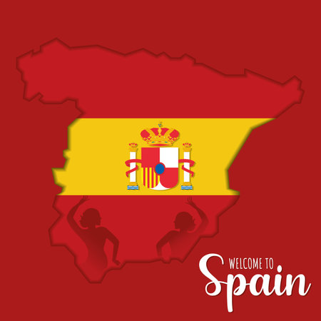 Isolated map of spain with flag Vectorのイラスト素材