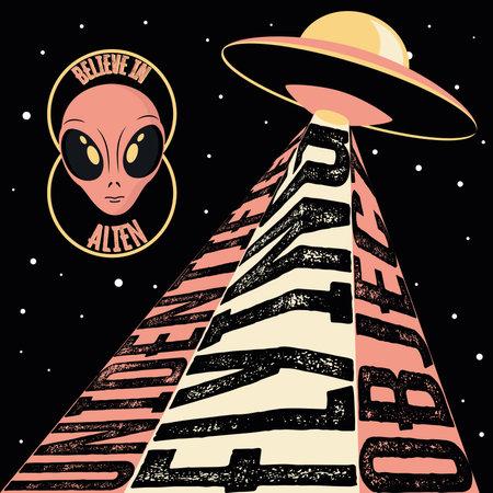 Sci fi ufo alien sticker Vectorのイラスト素材