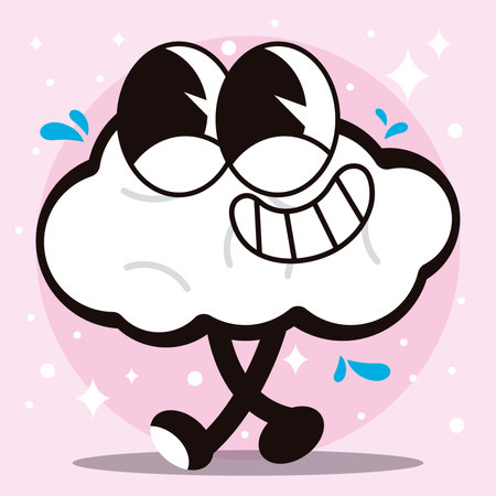 Cloud groovy cartoon character Vectorのイラスト素材