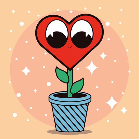 Heart groovy cartoon character Vectorのイラスト素材