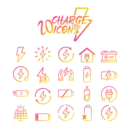 Set of Charge icon sketch Vectorのイラスト素材