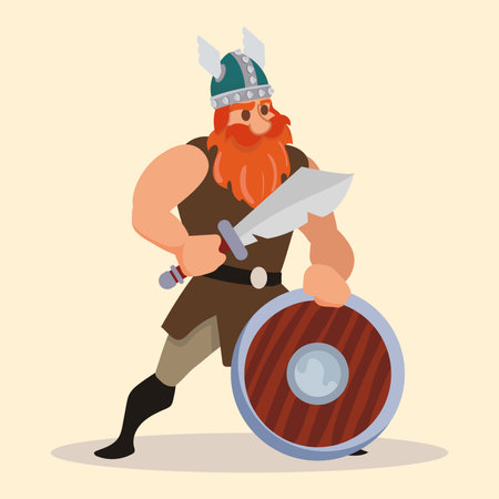 Viking cartoon character cartoon Vectorのイラスト素材