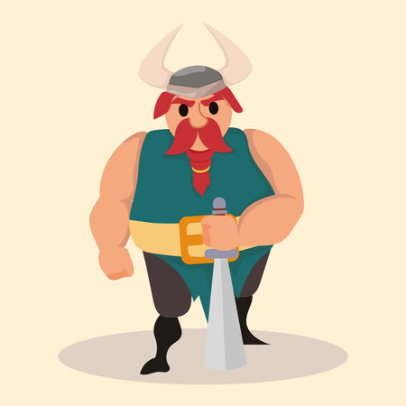 Viking cartoon character cartoon Vectorのイラスト素材