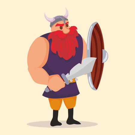 Viking cartoon character cartoon Vectorのイラスト素材