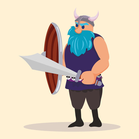 Viking cartoon character cartoon Vectorのイラスト素材