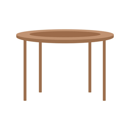 Simple round beige coffee table with wooden legs Vectorのイラスト素材