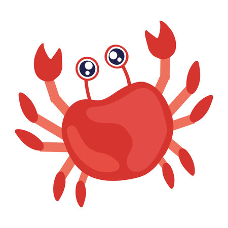 Red crab with big eyes in cute cartoon style Vectorのイラスト素材