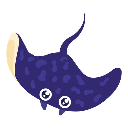 Cute cartoon stingray with big eyes isolated on white Vector