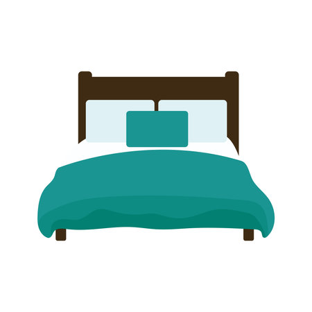 Comfortable double bed with pillows and modern design Vectorのイラスト素材
