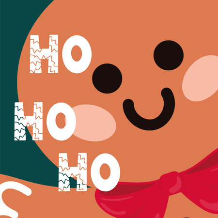 Gingerbread with Ho Ho text. Vector illustration