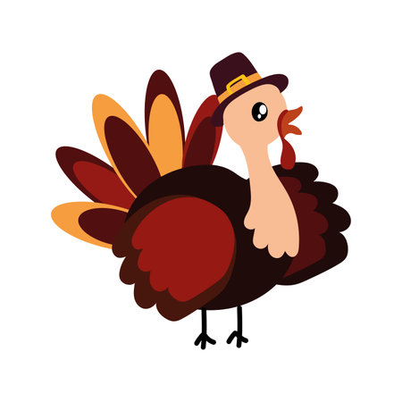 Cartoon thanksgiving turkey. Vector illustrationのイラスト素材