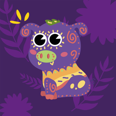 Whimsical purple creature. Vector illustrationのイラスト素材