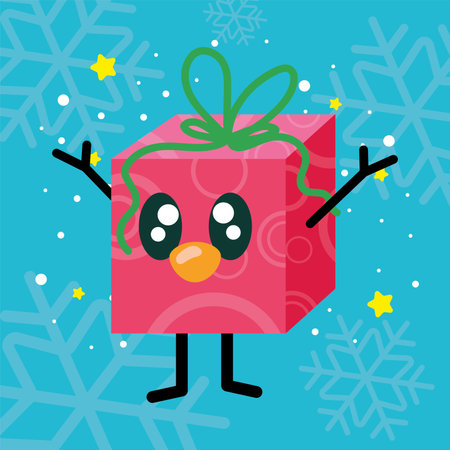 Gift box cartoon with ribbon. Vector illustrationのイラスト素材