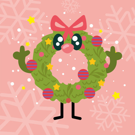 Wreath cartoon with ornaments. Vector illustrationのイラスト素材