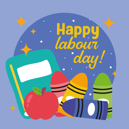 Labour Day school supplies. Vector illustrationのイラスト素材