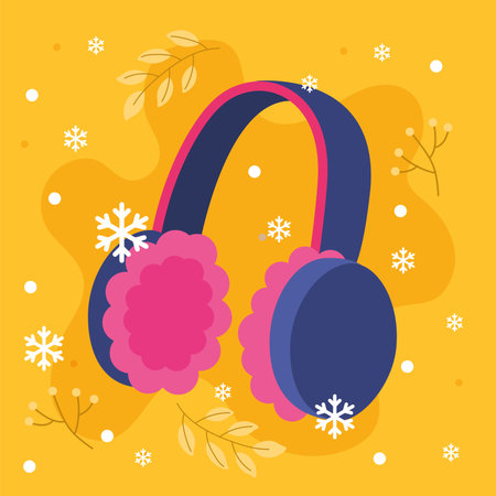 Earmuffs with snowflakes. Vector illustrationのイラスト素材