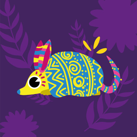 Colorful tribal armadillo. Vector illustrationのイラスト素材