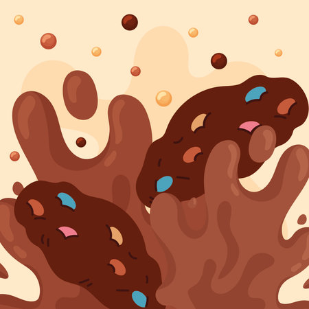Chocolate cookie splash. Vector illustrationのイラスト素材