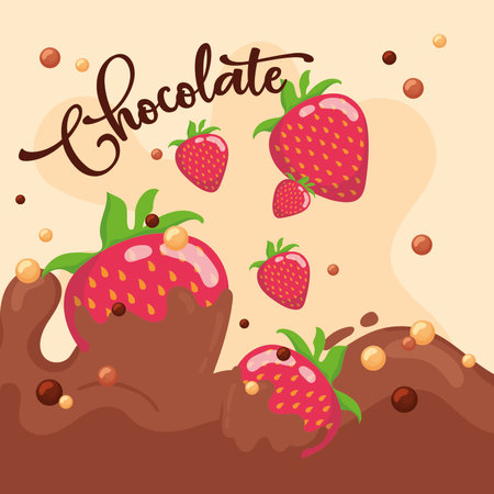 Strawberries and chocolate. Vector illustrationのイラスト素材