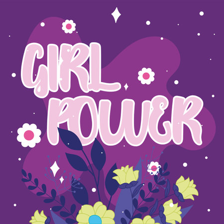 Girl power floral design. Vector illustrationのイラスト素材
