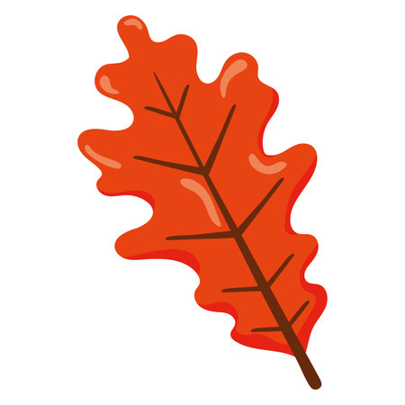 Red oak leaf flat style. Vector illustrationのイラスト素材