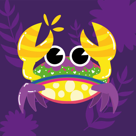 Happy colorful crab art. Vector illustrationのイラスト素材