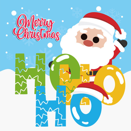 Santa Ho Ho scene with gifts. Vector illustrationのイラスト素材