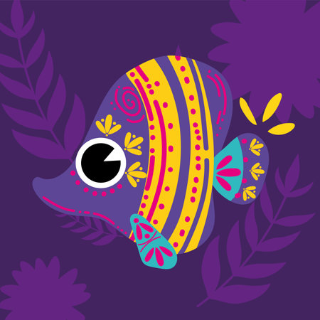 Colorful ornamental fish. Vector illustrationのイラスト素材