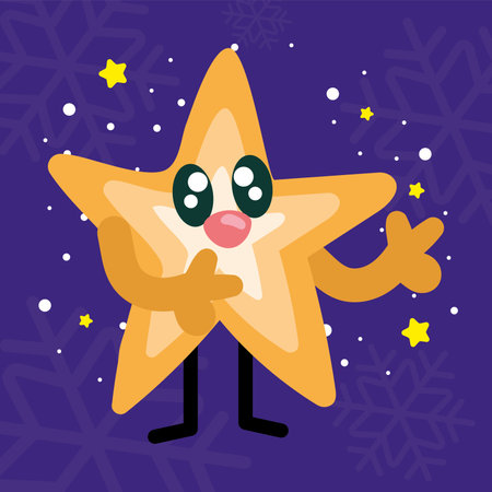 Cartoon star character smiling. Vector illustrationのイラスト素材