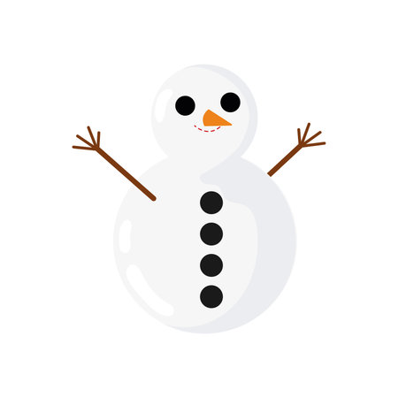 Happy snowman with stick arms. Vector illustrationのイラスト素材