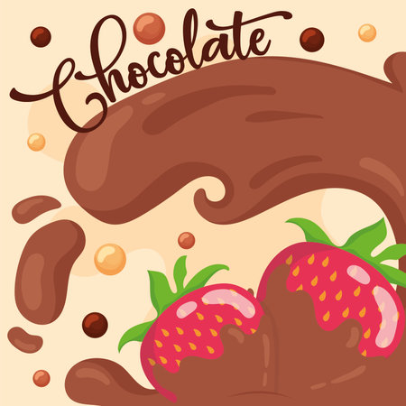 Strawberries in chocolate. Vector illustrationのイラスト素材