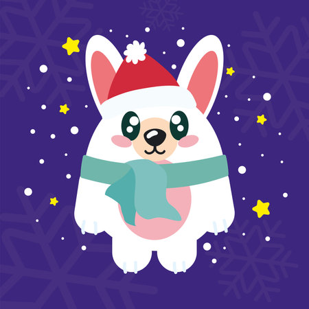 Christmas chihuahua in hat. Vector illustrationのイラスト素材