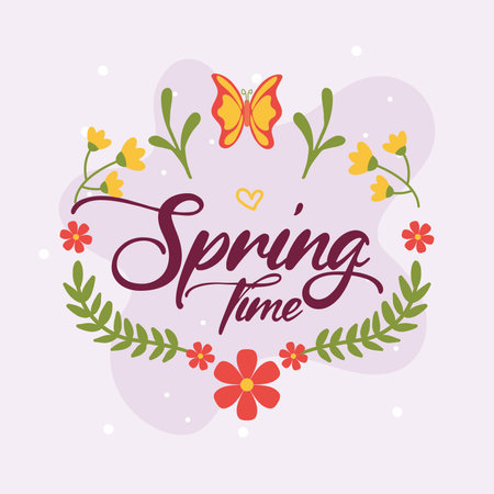 Spring floral and butterfly art. Vector illustrationのイラスト素材