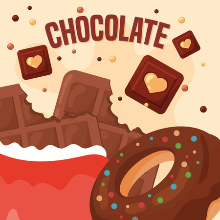 Chocolate treats explosion. Vector illustrationのイラスト素材