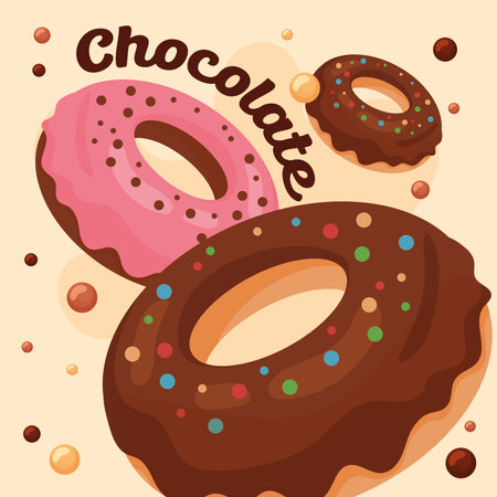 Colorful chocolate donuts. Vector illustrationのイラスト素材
