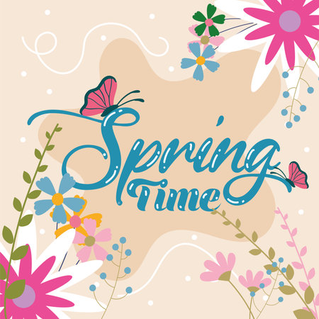 Butterfly spring floral art. Vector illustrationのイラスト素材