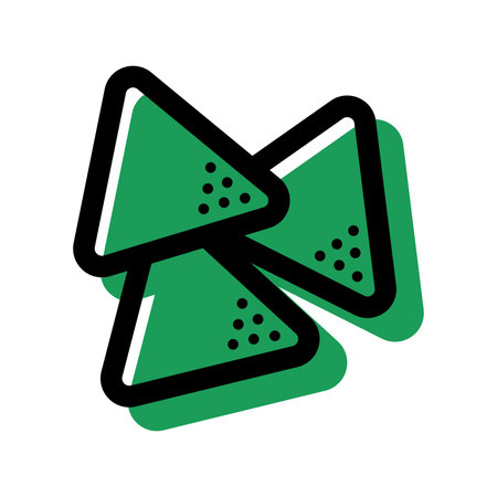 Illustration of tortilla chips icon in bold outline style, representing Mexican snacks. Vector illustrationのイラスト素材