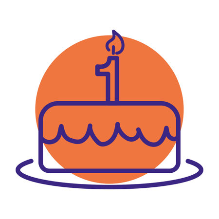 First birthday cake icon. Vector illustrationのイラスト素材