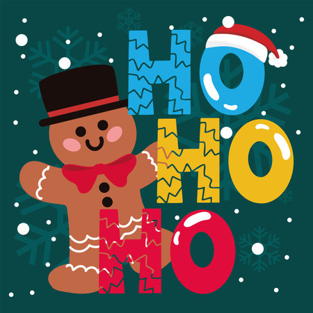 Gingerbread with Ho Ho letters. Vector illustrationのイラスト素材