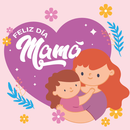 Heart and flowers for mom. Vector illustrationのイラスト素材