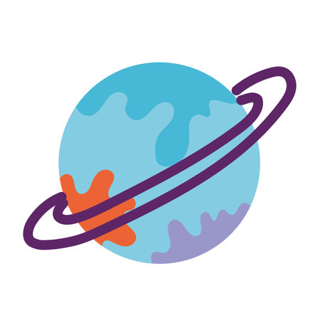 Blue planet with orbit ring. Vector illustrationのイラスト素材