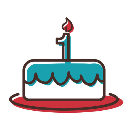 First birthday cake icon. Vector illustrationのイラスト素材