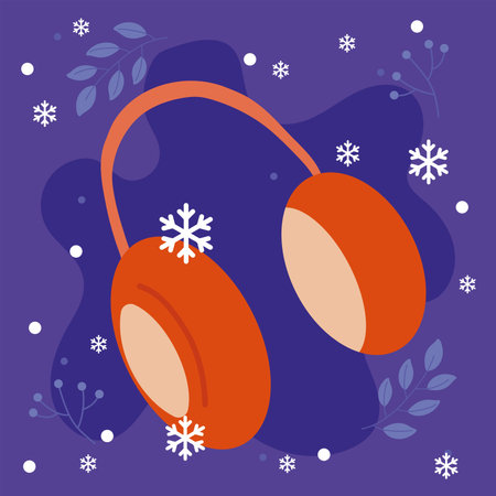 Orange earmuffs winter style. Vector illustrationのイラスト素材
