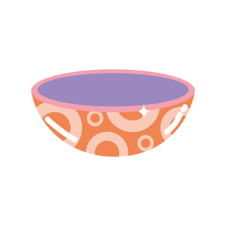 Orange bowl with circle pattern. Vector illustrationのイラスト素材