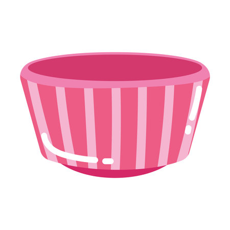 Pink striped wide bowl. Vector illustrationのイラスト素材