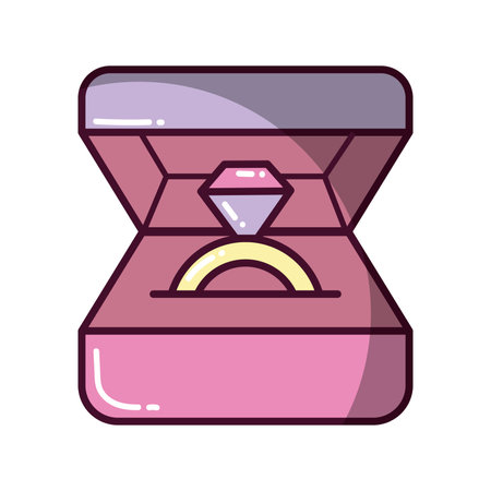 Diamond ring in box. Vector illustrationのイラスト素材