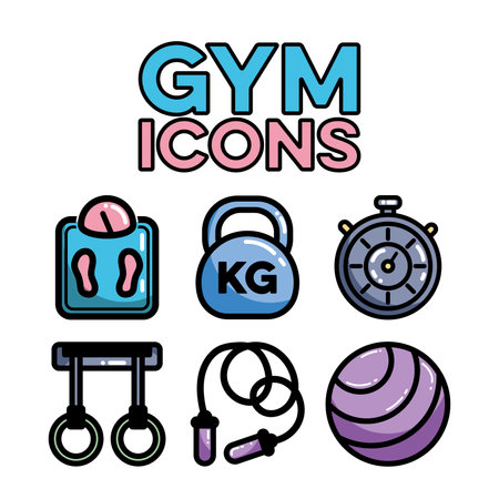 Bold gym icon set. Vector illustrationのイラスト素材