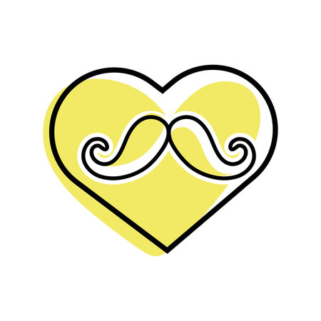 Heart with mustache. Vector illustrationのイラスト素材