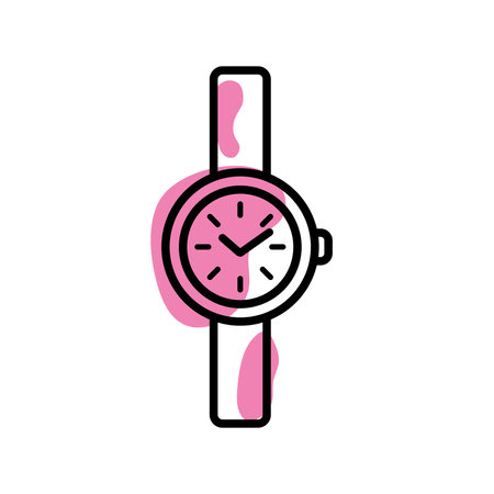 Pink wristwatch icon. Vector illustrationのイラスト素材